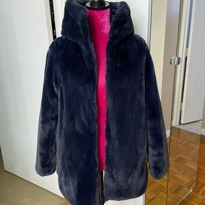 Save the duck navy faux fur coat XS NWT